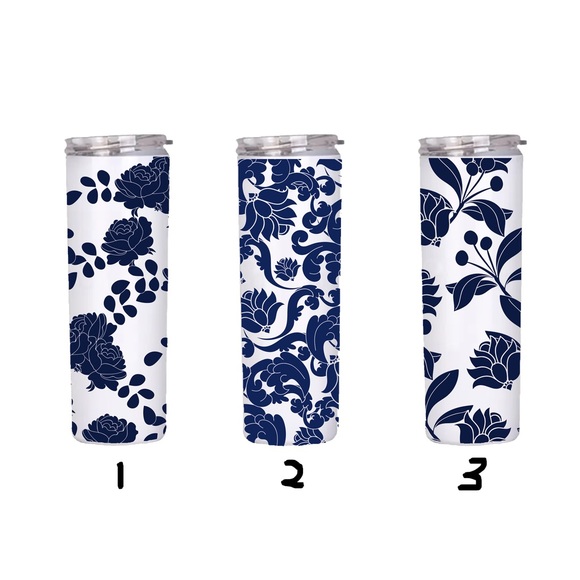 Personalized blue-and-white pic Semi handmade 20oz stainless straight bottle - Picture 1 of 3